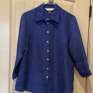 Allison Daley Textured Indigo Blouse